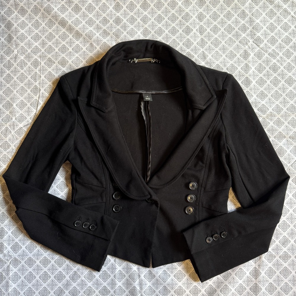White House Black Market Blazer Womens 6 Cropped Double Breasted Stretch Jacket